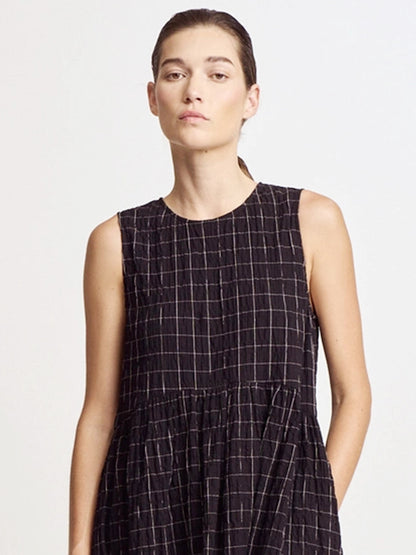 Grid Gauze Easy Dress - Black