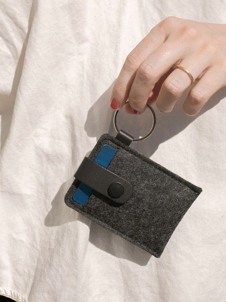 Felt Key Card Case - Charcoal & Black