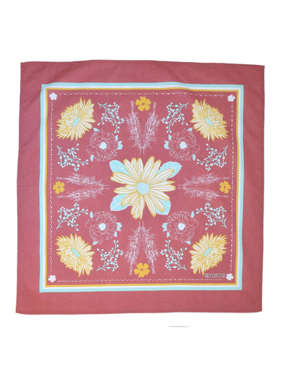 Calendula Blossom Bandana - Hand-Printed Red