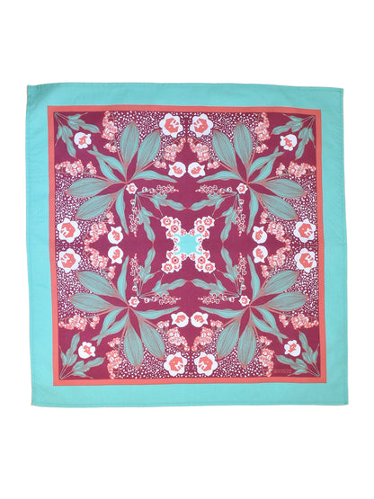 Lily of the Valley Bandana - Red & Teal