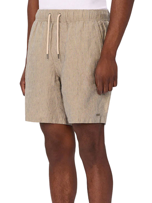 The Summerland Linen Shorts - Taupe & Navy