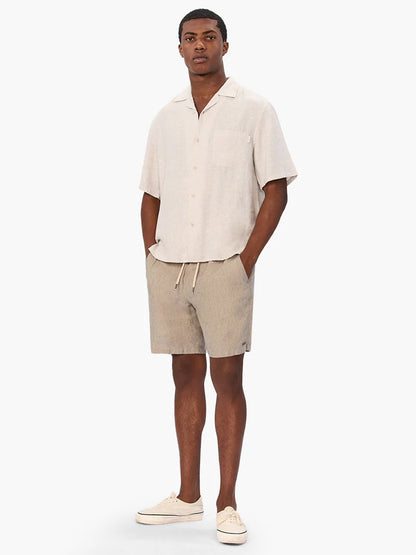 The Summerland Linen Shorts - Taupe & Navy