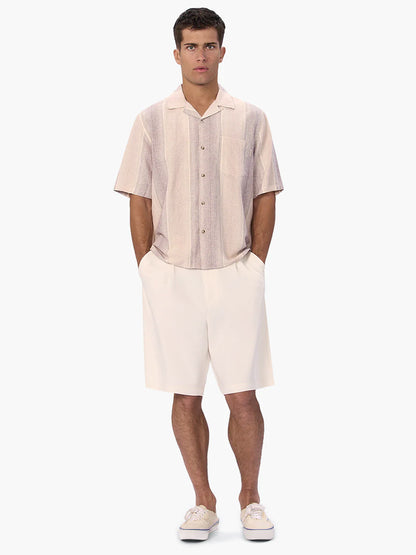 The Sunset Linen-Blend Short Sleeve Shirt - Lavender & Musk