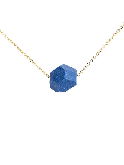 Petite Faceted Porcelain Necklace - Bright Blue