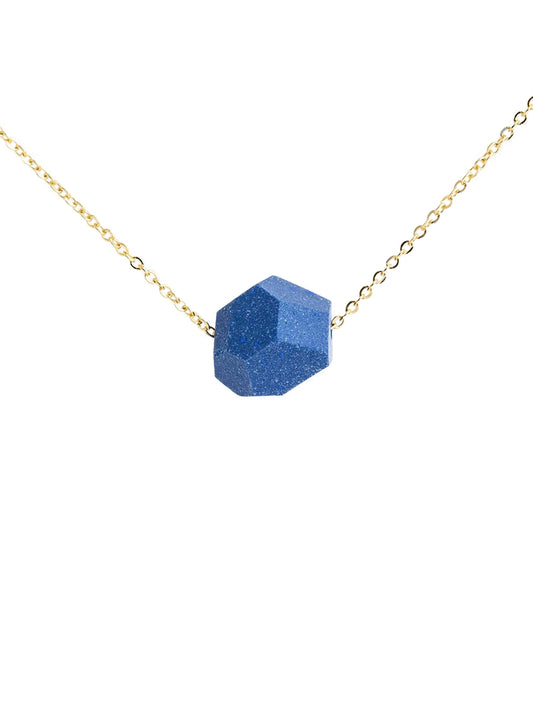 Petite Faceted Porcelain Necklace - Bright Blue