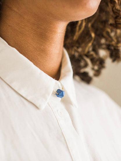 Petite Faceted Porcelain Necklace - Bright Blue