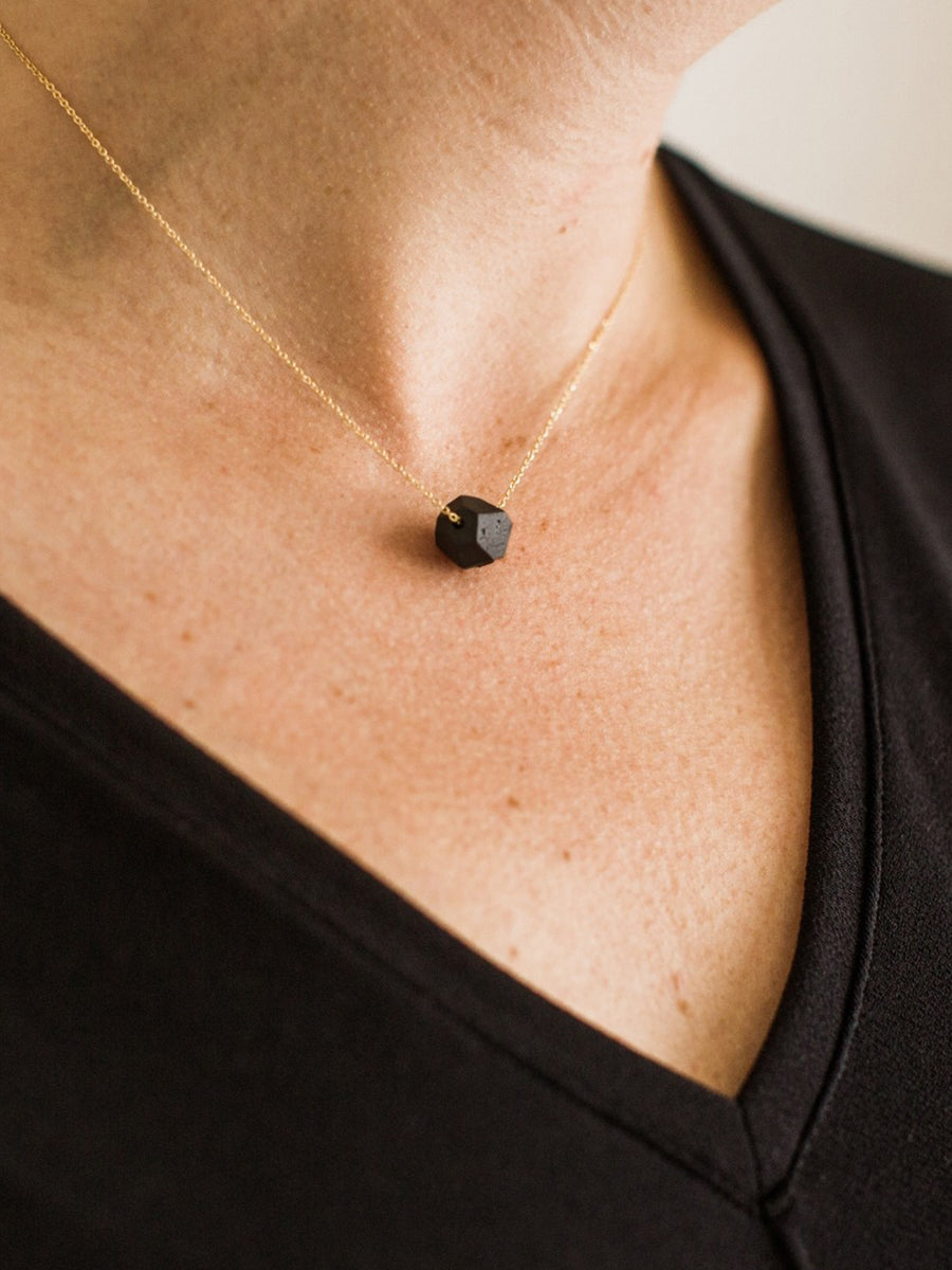 Petite Faceted Porcelain Necklace - Dark Teal