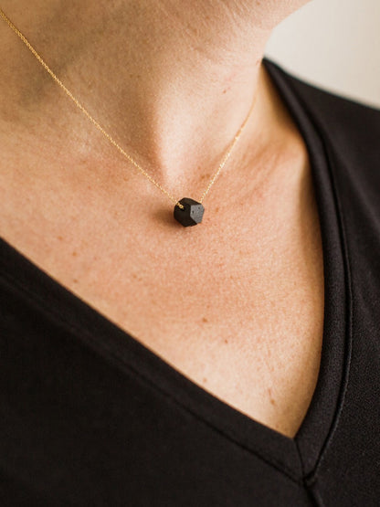 Petite Faceted Porcelain Necklace - Dark Teal