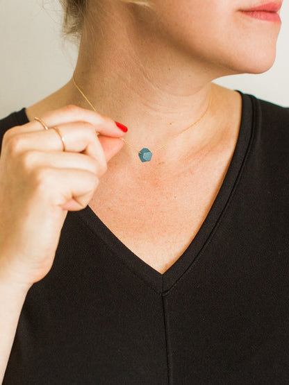 Petite Faceted Porcelain Necklace - Mint