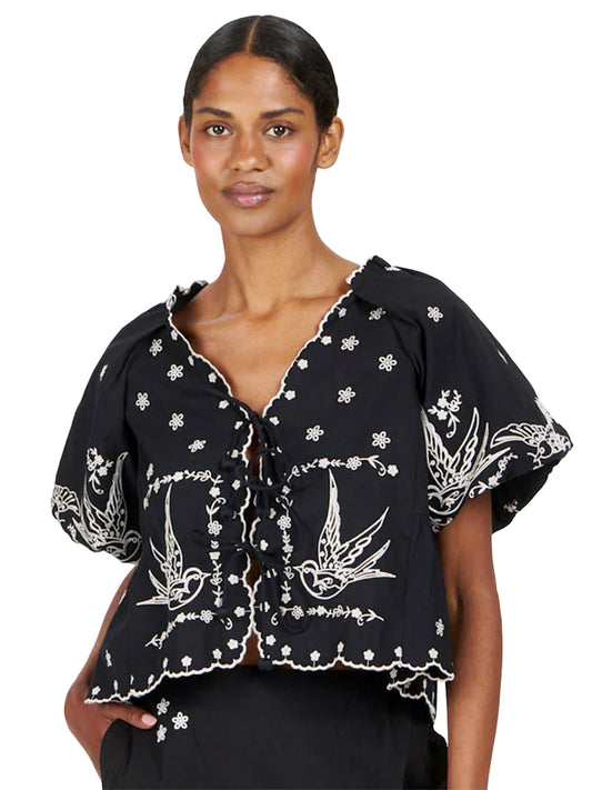 Beatrix Embroidered Top - Black