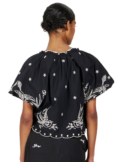 Beatrix Embroidered Top - Black