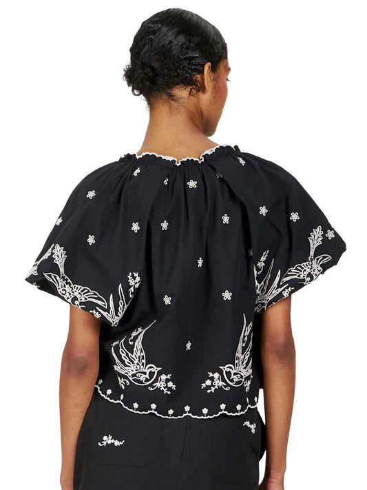 Beatrix Embroidered Top - Black