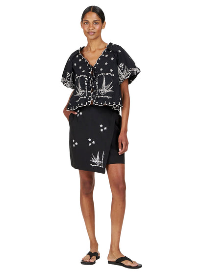 Beatrix Embroidered Top - Black