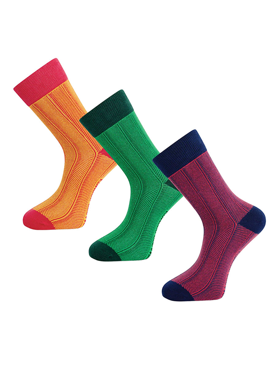 Herringbone Sock Box - Navy, Green, & Red