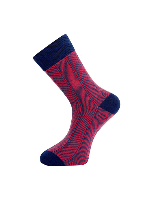 Herringbone Socks - Navy & Red