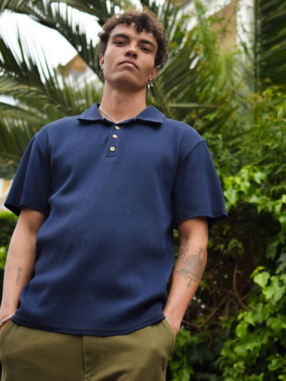 Iver Ribbed Polo - Navy