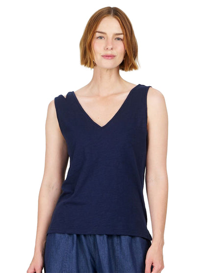 Mala V-Neck Tank - Navy