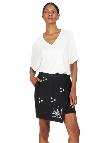 Willow Embroidered Skirt - Black