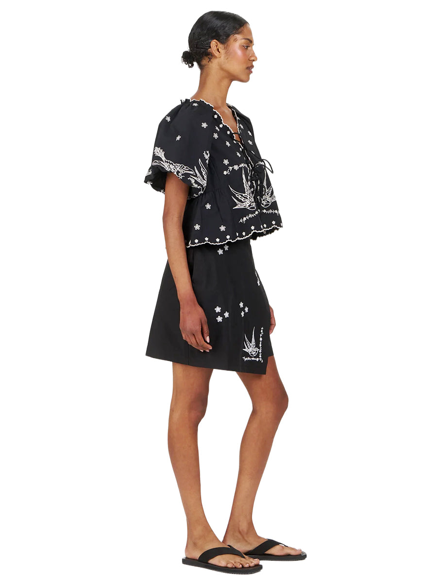 Willow Embroidered Skirt - Black
