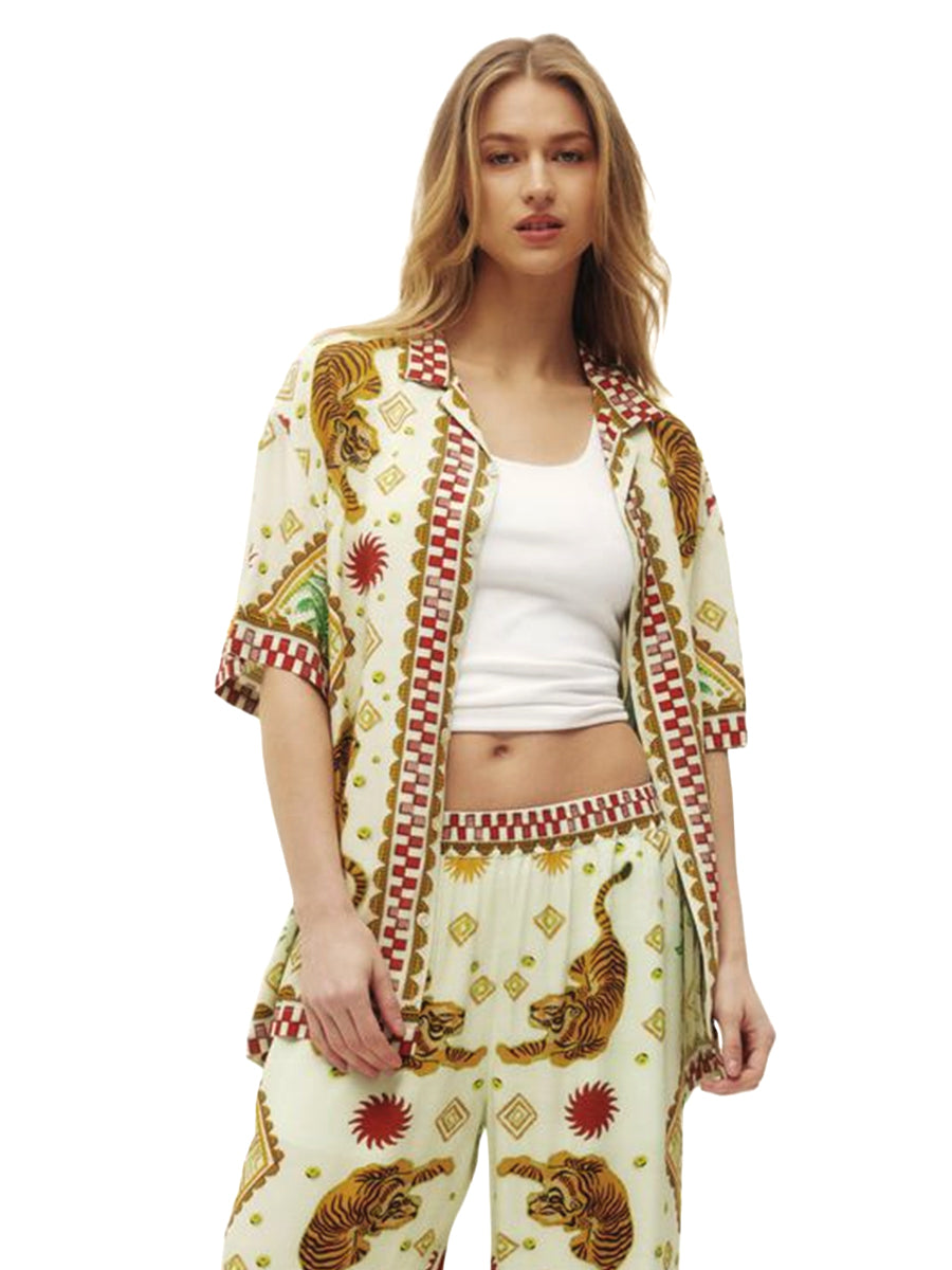 Beach Shirt - Cream Tiger