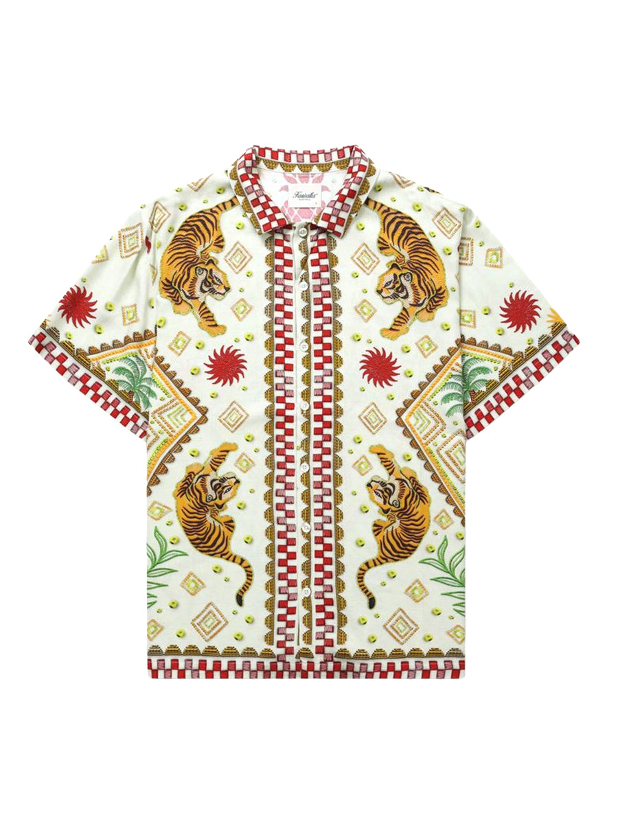 Beach Shirt - Cream Tiger