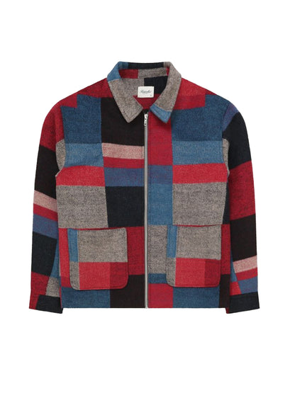 Patchwork Check Jacket - Blue & Red