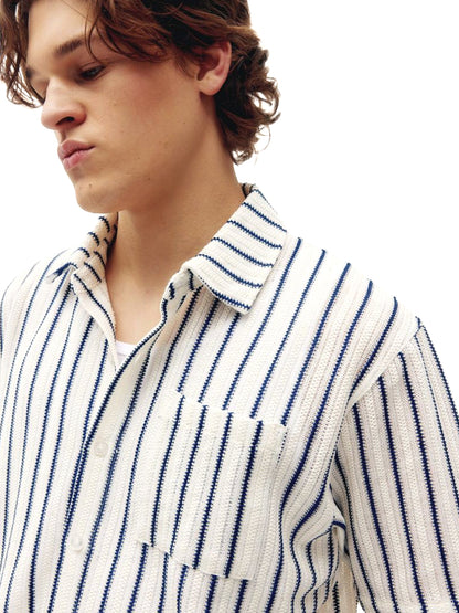 Crochet Stripe Shirt - White & Black