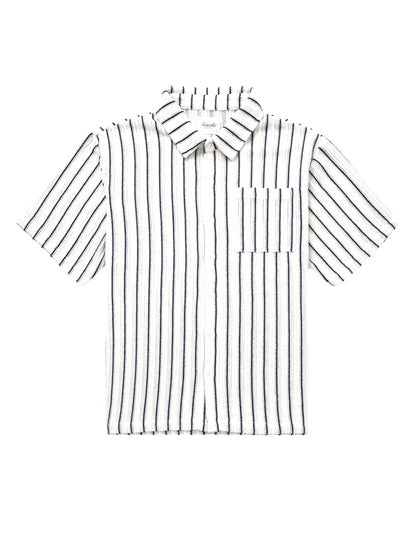 Crochet Stripe Shirt - White & Black