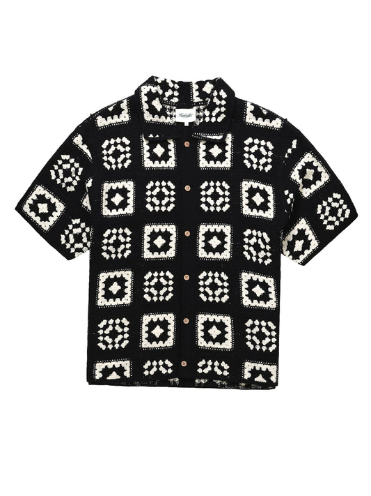 Crocheted Quilt Shirt - Black & White