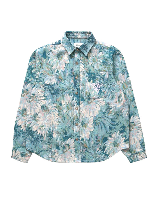 Floral Watercolor Tapestry Shirt - Blue