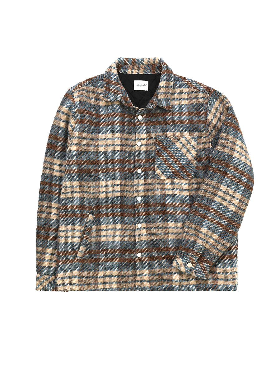 Heavyweight Plaid Shacket - Light Blue & Brown