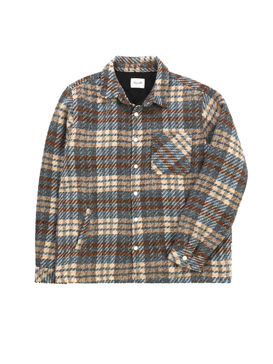 Heavyweight Plaid Shacket - Light Blue & Brown