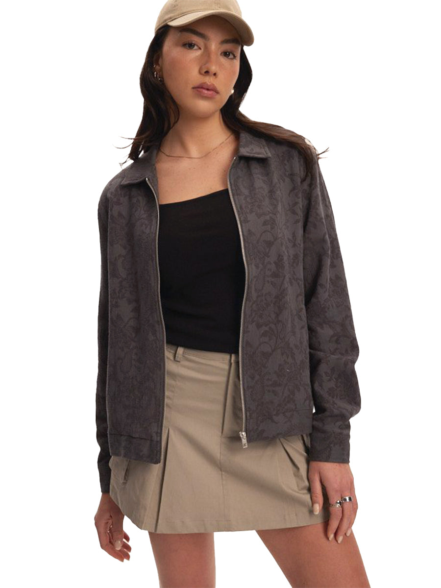 Jacquard Linen Shirt Jacket - Charcoal