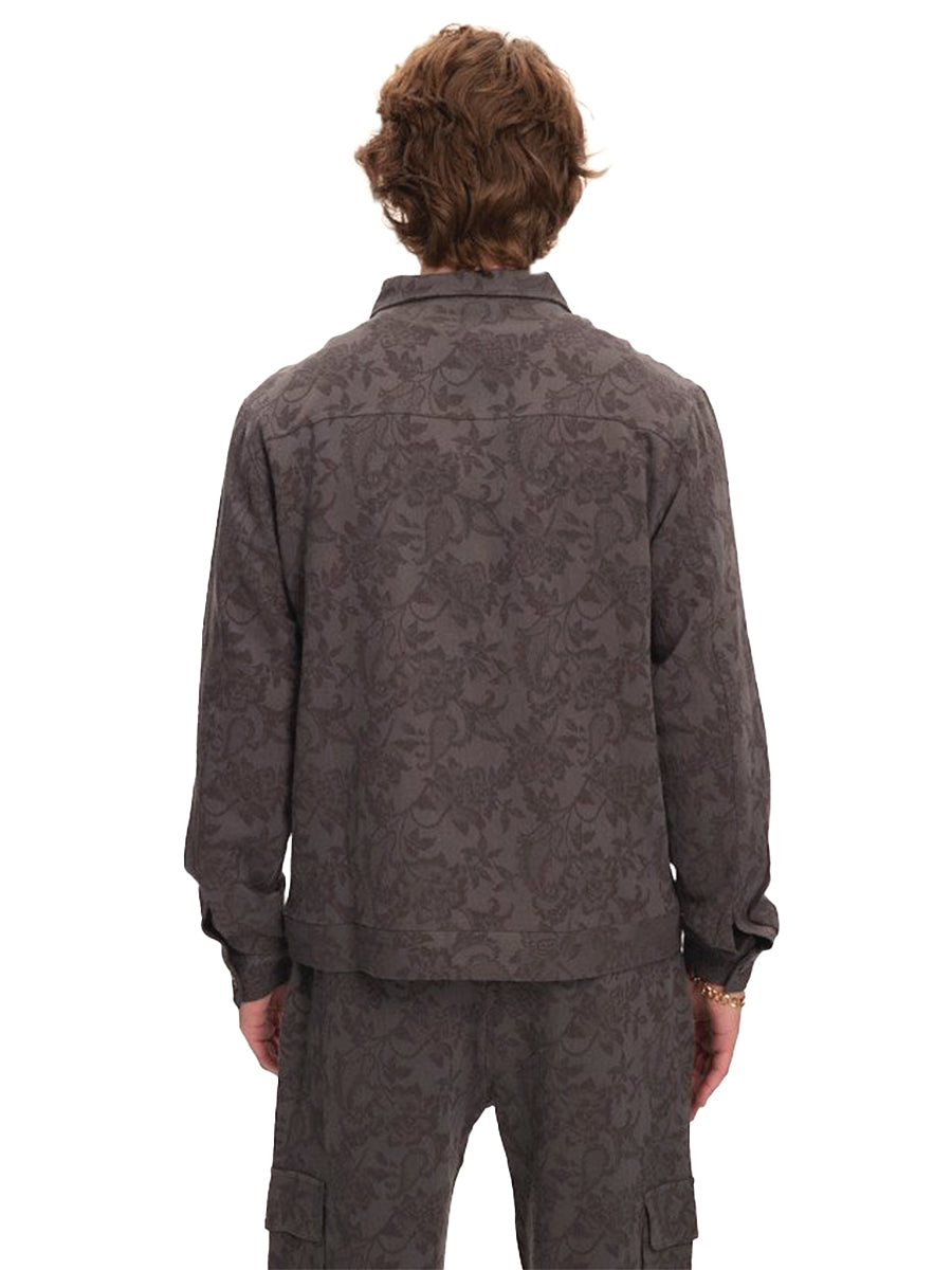 Jacquard Linen Shirt Jacket - Charcoal