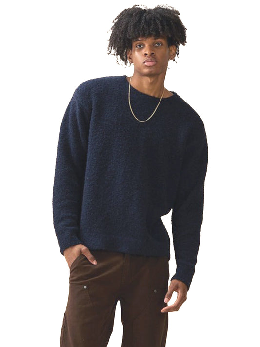 Knitted Bouclé Crew - Navy