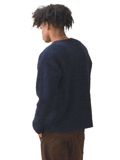 Knitted Bouclé Crew - Navy