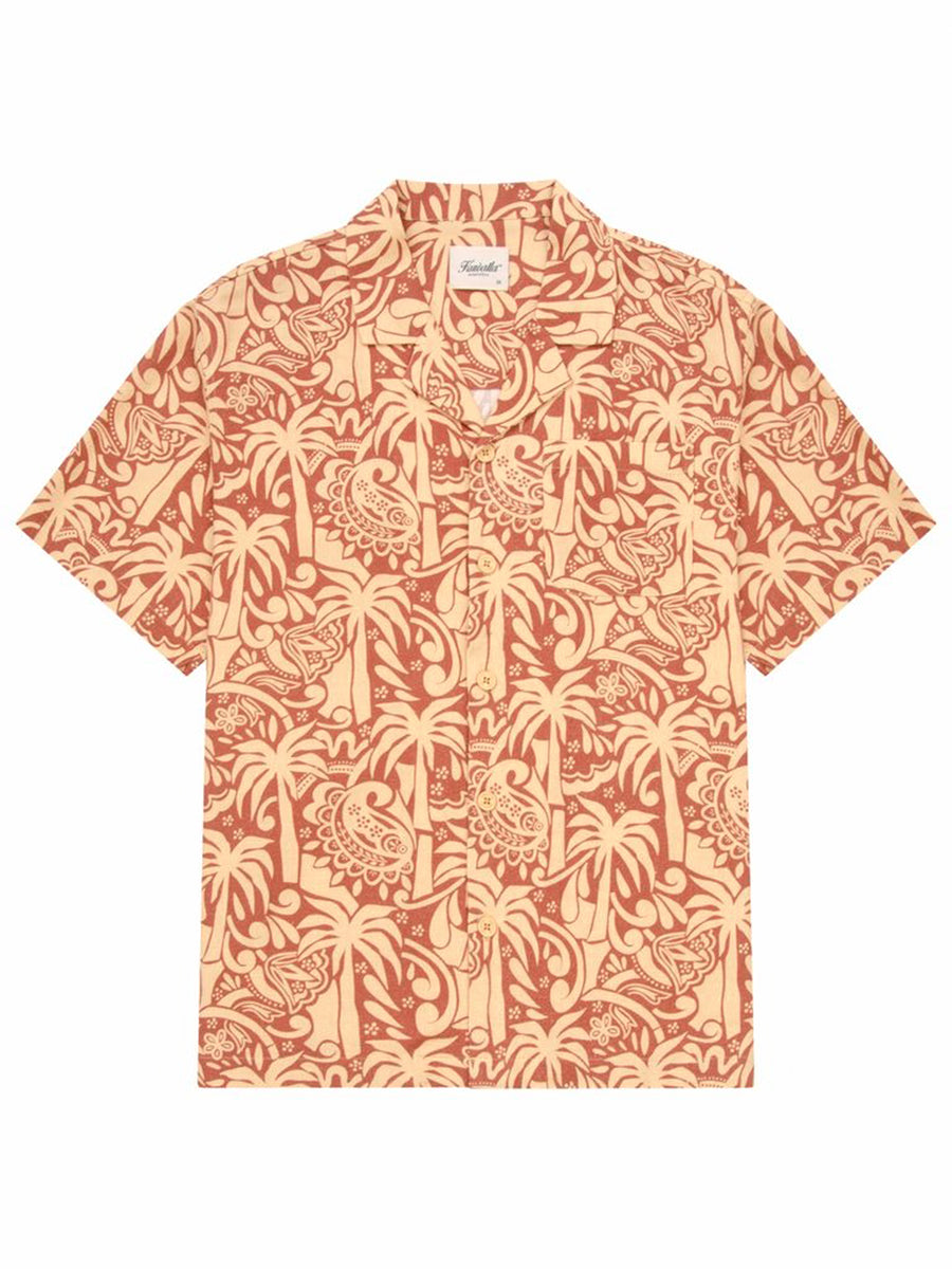 Linen Printed Yacht Shirt - Terracotta