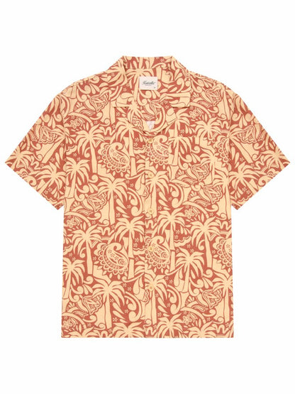 Linen Printed Yacht Shirt - Terracotta