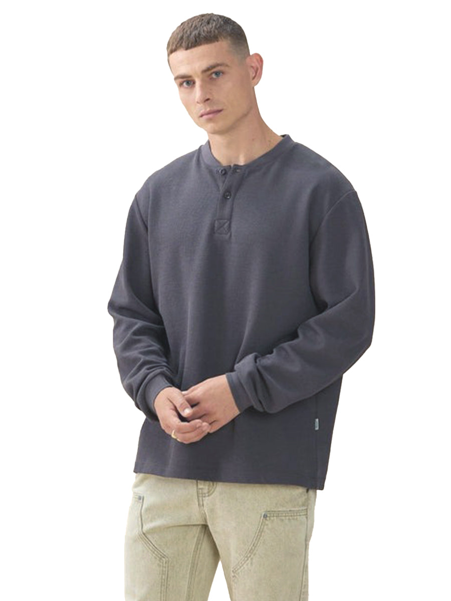 Long Sleeve Thermal Henley - Charcoal