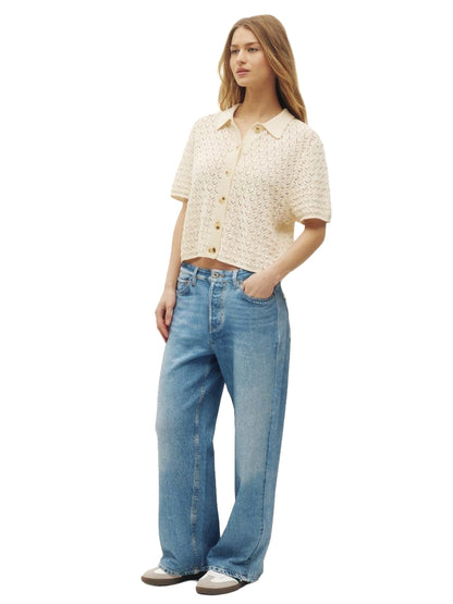 Monica Knit Beach Buttonup - Cream