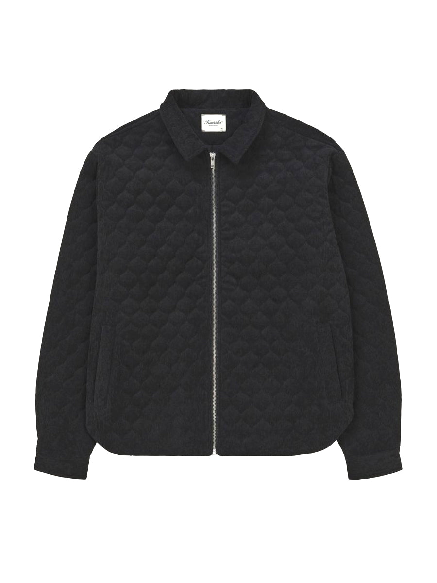 Quilted Corduroy Shacket - Black