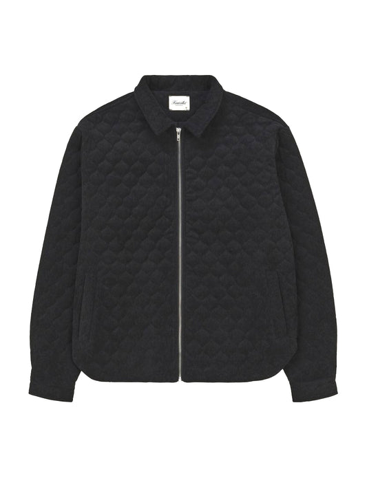 Quilted Corduroy Shacket - Black