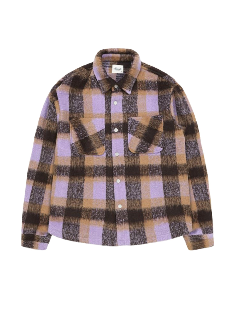 Snap Plaid Overshirt - Purple