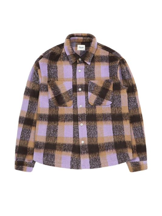 Snap Plaid Overshirt - Purple