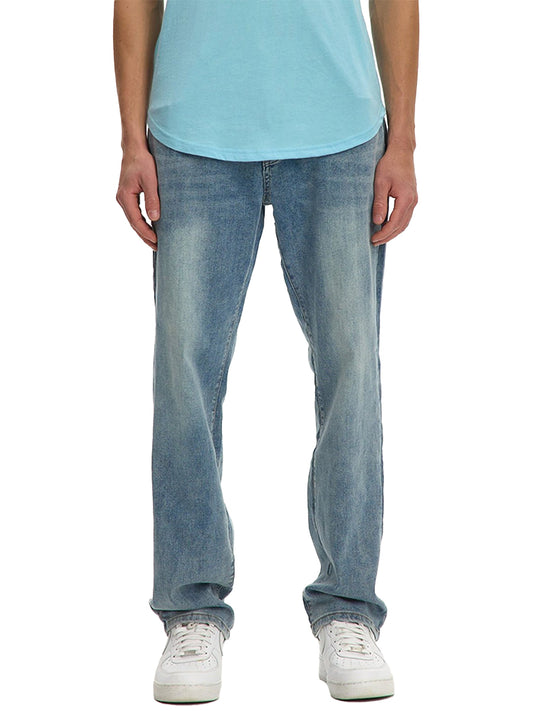 Straight Leg Jeans - Mid-Blue