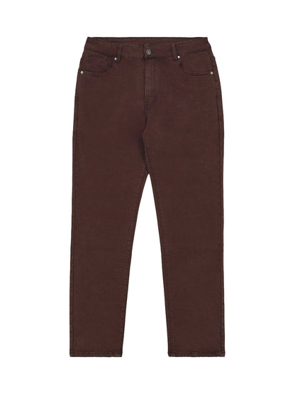 Super Stretch Knit Straight Leg Jeans - Coffee