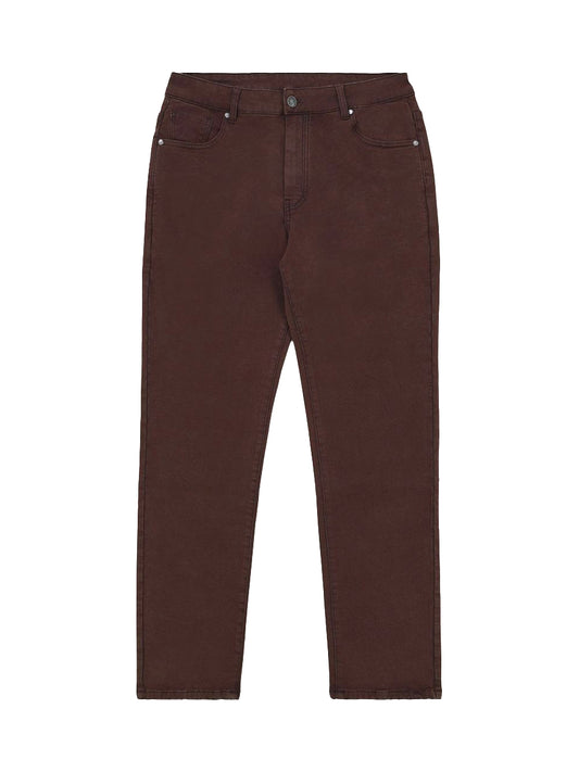Super Stretch Knit Straight Leg Jeans - Coffee