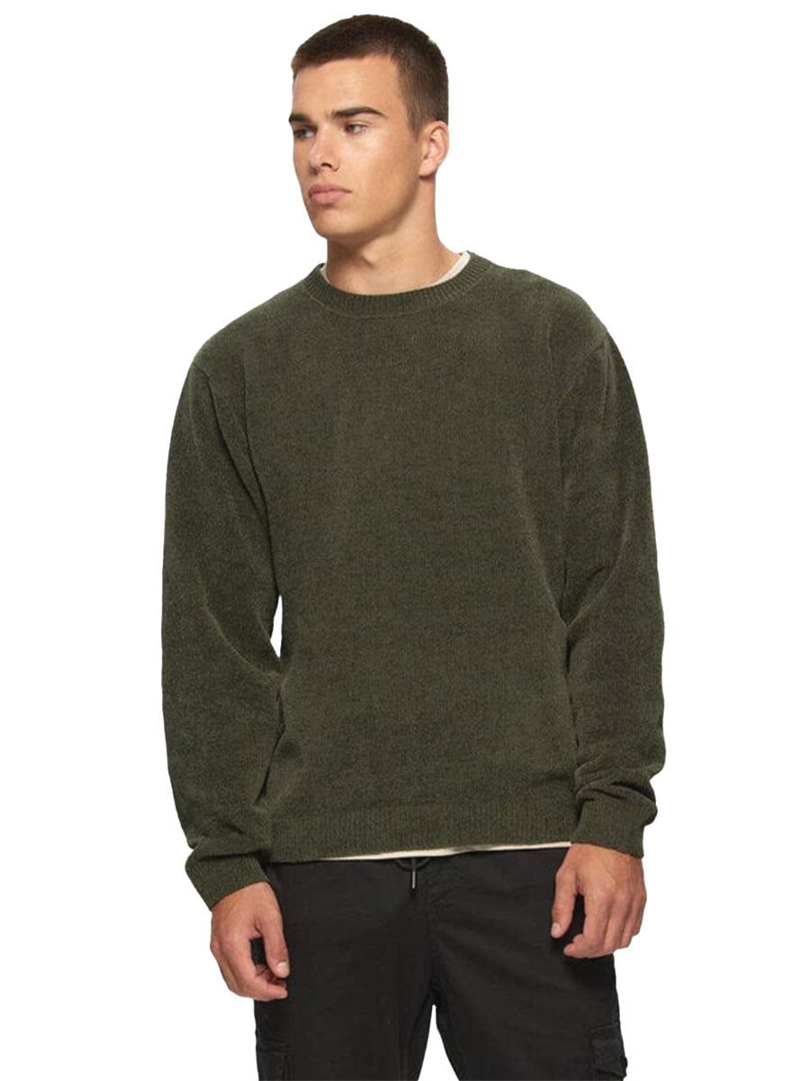 Textured Knit Crew - Olive