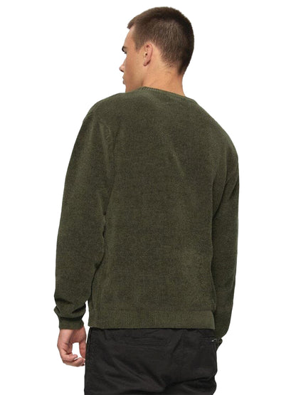 Textured Knit Crew - Olive