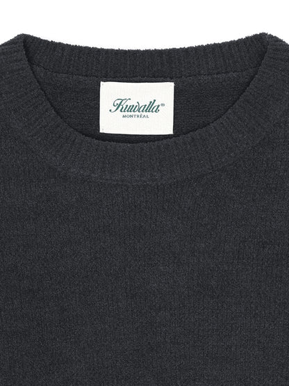 Textured Knit Crew - Black